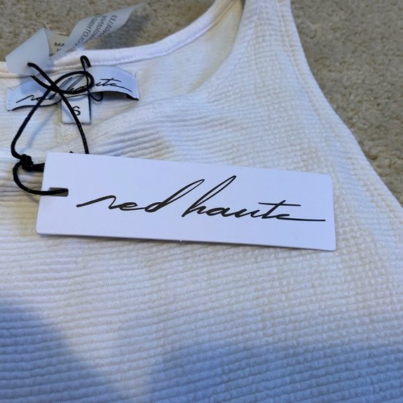 Red Haute Ottoman Rib Tank in Bone Size S NWT - Picture 11 of 11